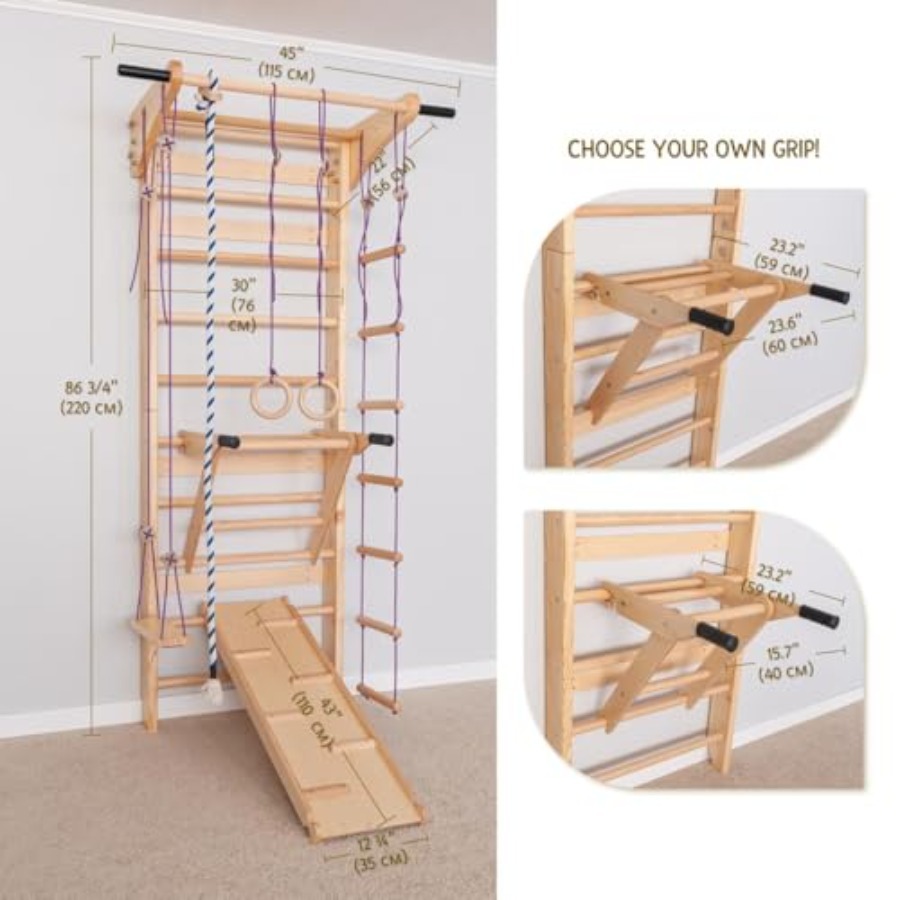 Swedish Ladder Wall Bars with  - Gymnastic Rings Wooden recensie en prijs