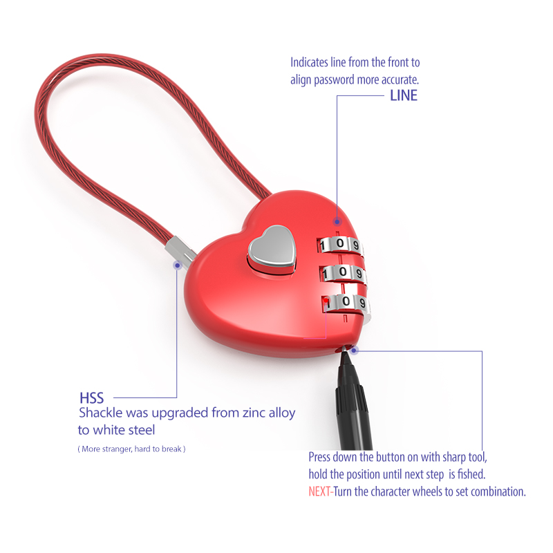 Heart Sheape Combination Lock  - Home Gym Compact recensie en prijs